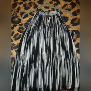 MICHAEL Michael Kors Monochrome Patterned Sleeveless Black And White Striped